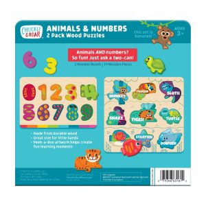 Wooden 2pk Puzzles Numbers and Animals