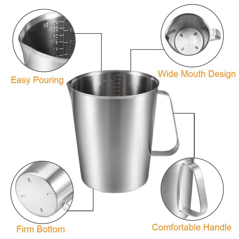 Measuring Cup Including ML Scale Ounce Scale Stainless Steel Graduated Beaker with Handle for Lab Kitchen liquids - Image 4