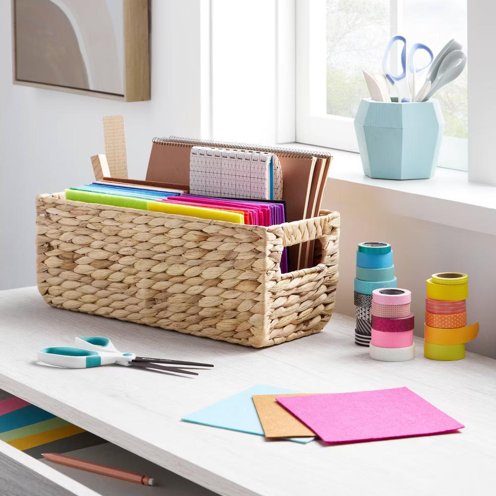 Woven Water Hyacinth Rectangular Basket - Image 4