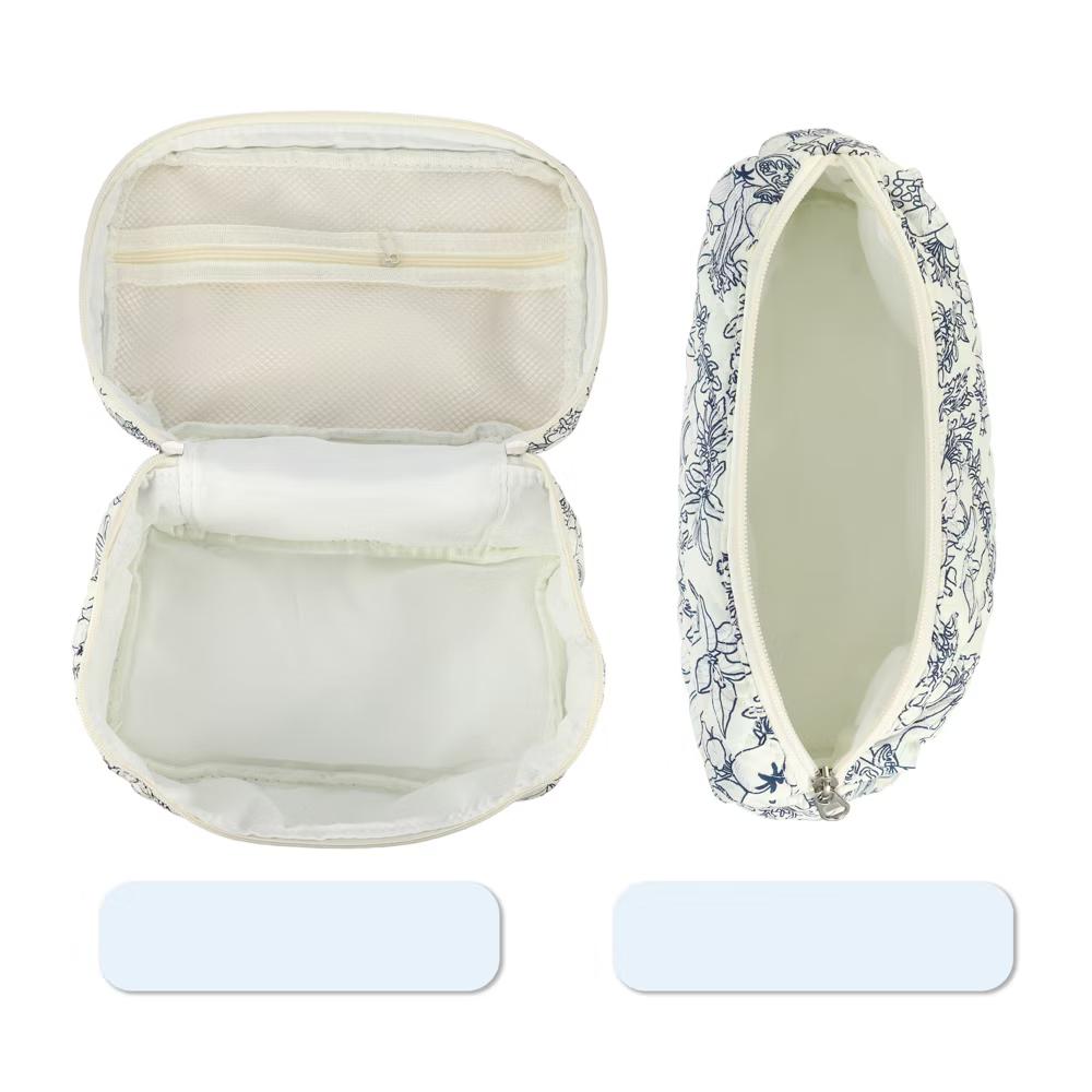 Women's Quilted Makeup Bag Large Capacity Cosmetic Bag White 2 Pcs - Image 11