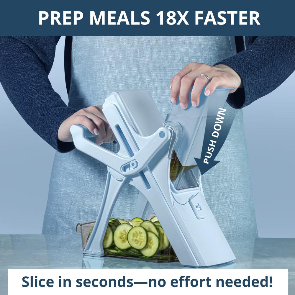 NutriSlicer Upright Mandoline Slicer – 5 Stainless Steel Blades, BPA-Free and Dishwasher Safe - Image 13