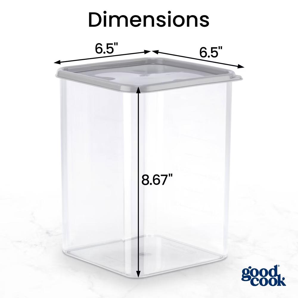 4.6qt 2pc Medium Square + Lid Food Storage Containers Gray: Stackable Design, Measurement Markings - Image 5