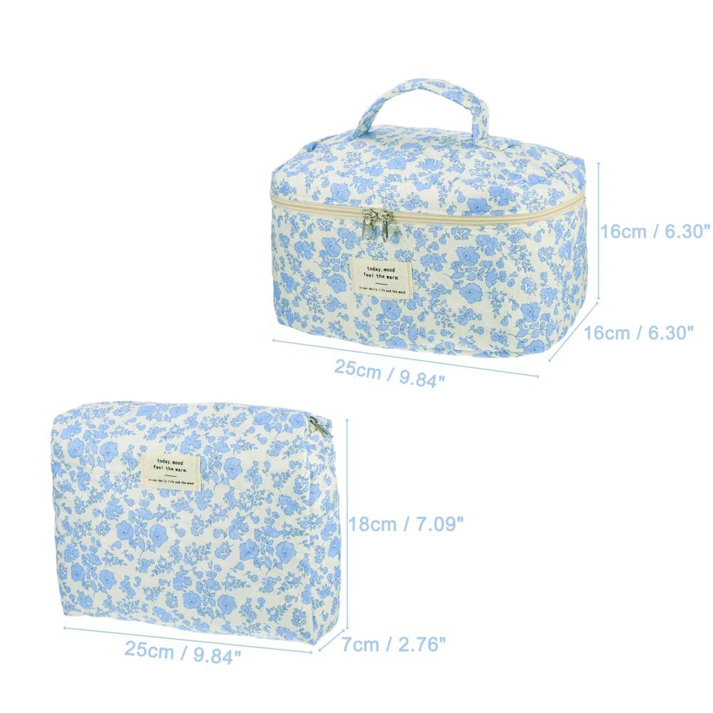 Women's Quilted Makeup Bag Large Capacity Cosmetic Bag White 2 Pcs - Image 16