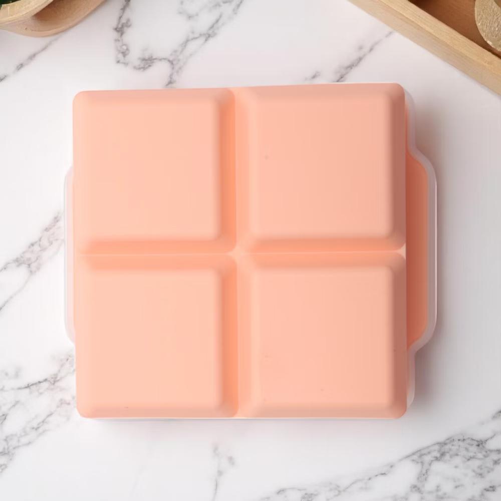 4-Cavity Square Ice Tray with Clear Lid Hand Wash Only Silicone 4.72"x4.33"x2.17" 1 Pc - Image 7