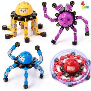4PCS Transformable Fidget Spinner Toys, Stress Relief Sensory Toys,Fidget Toy for Kids & Adults,Birthday Gifts, Party Favors, Classroom Prizes