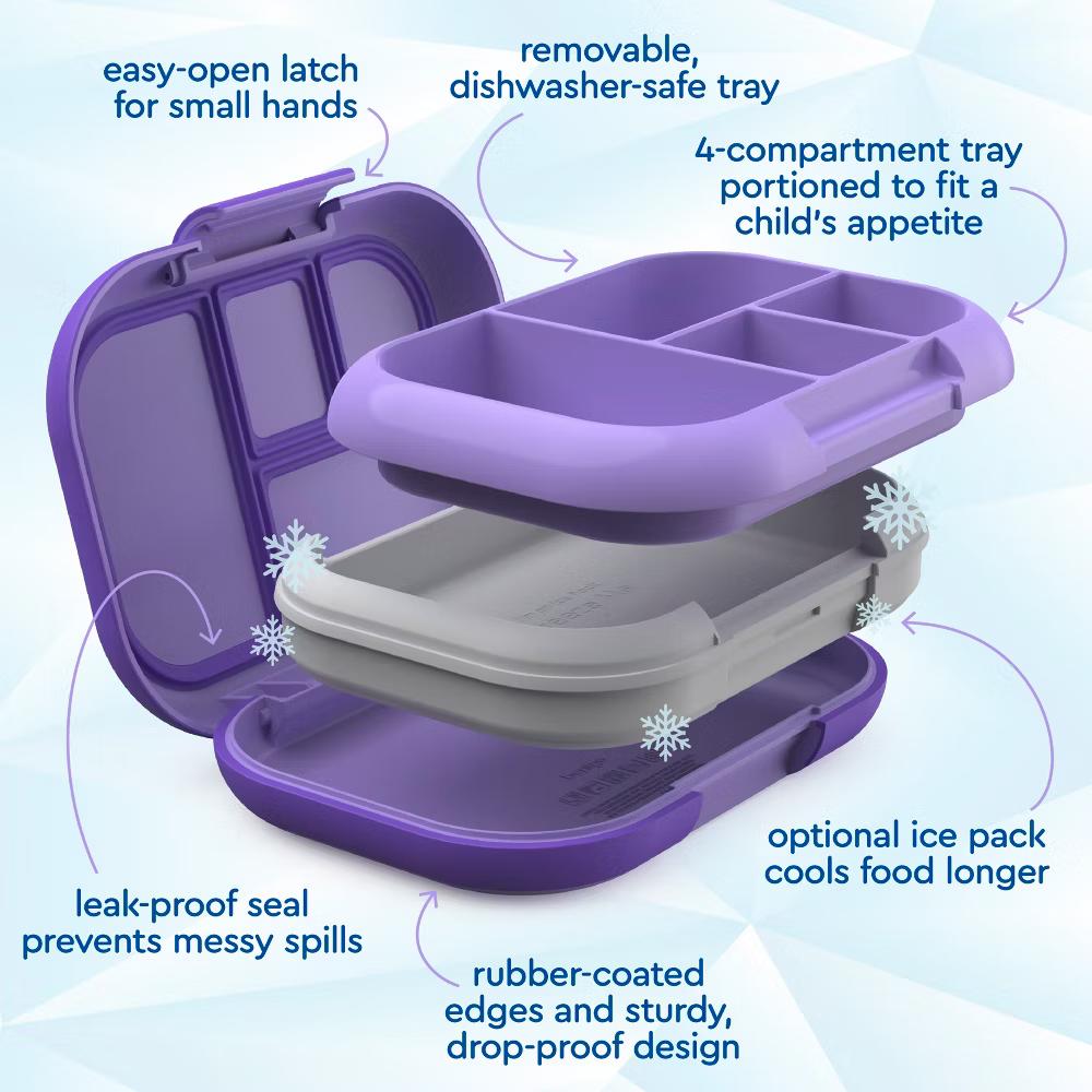 Kids' Chill Lunch Box, Bento-Style Solution, 4 Compartments & Removable Ice Pack - Image 45