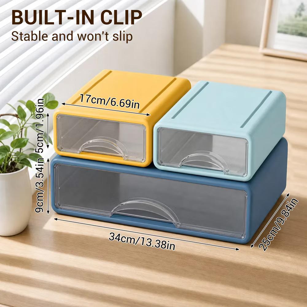 Stackable Storage Drawer with Dividers, Transparent PP Material Desktop Organizer, Durable Thickened Storage Container - Image 6