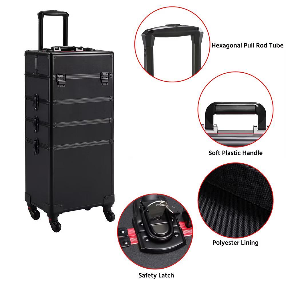 Yaheetech 4 in 1 Professional Makeup Train Case Aluminum Cosmetic Case - Image 4