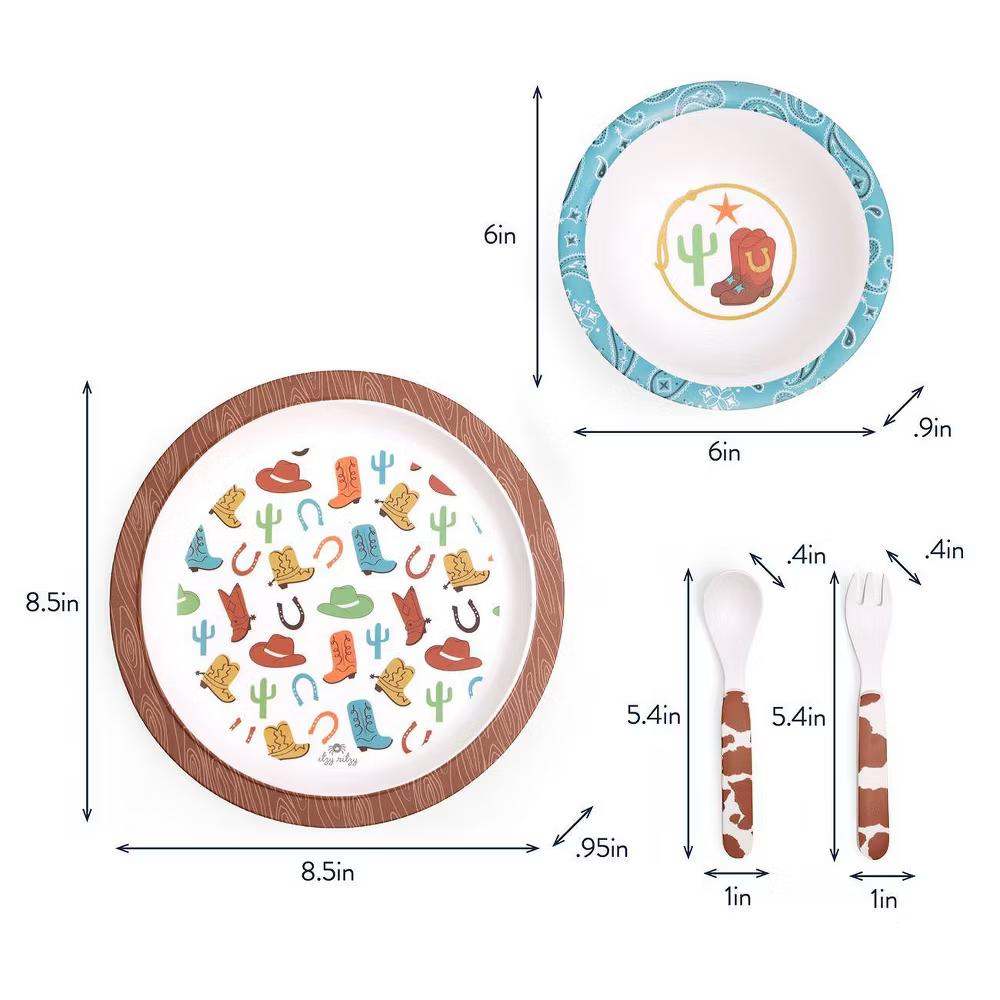 4pc Melamine Itzy Bistro Toddler Feeding Dining Set, Plate, Bowl, Fork and Spoon - Image 11