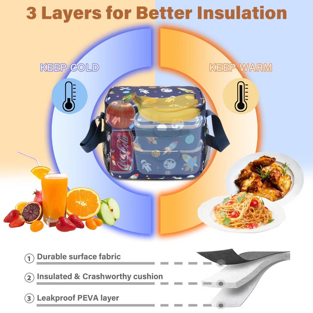 Insulated Small Lunch Bag for Adult Kid, Leakproof Reusable Lunch Cooler Bag with Adjustable Shoulder Strap, Kids Portable Lunch Box - Image 45