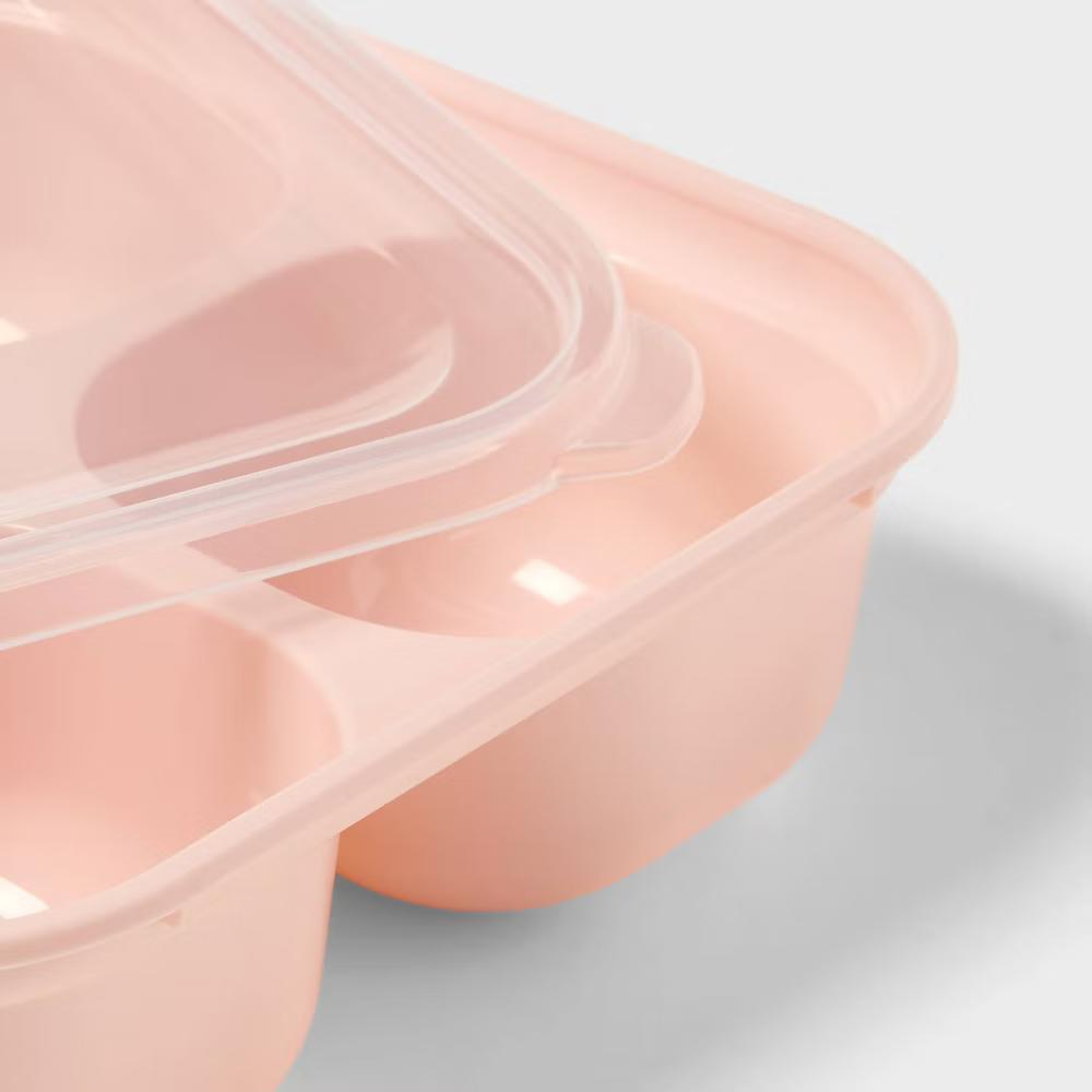 10pc (Set of 5) Plastic Divided Snack Food Storage Container Set