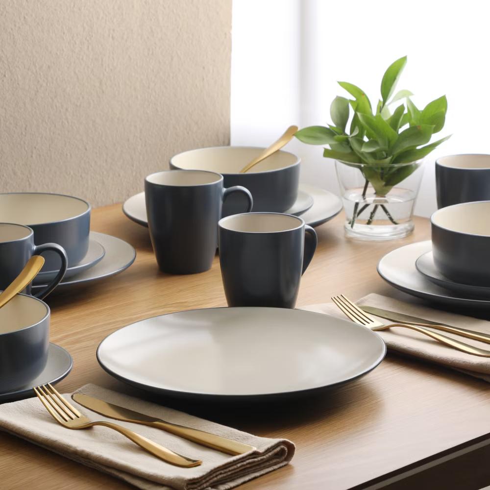 Oxford Blue Plates and Bowls Sets, 16 Piece Stoneware Dinnerware Sets for 4, Dinner Plates Dessert Plates Bowls Mugs - Image 10