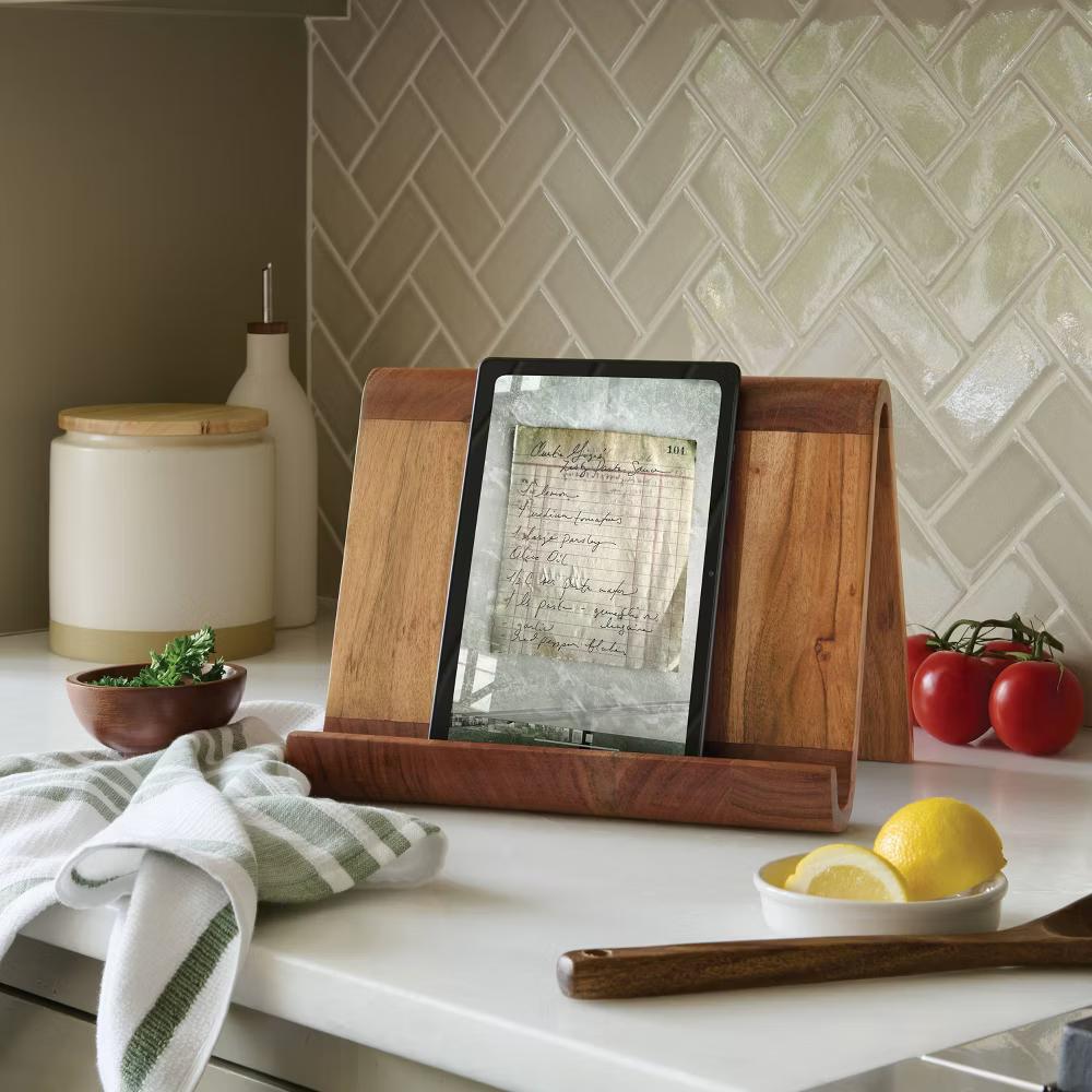 Tablet and Book Stand Natural Wood - Image 3
