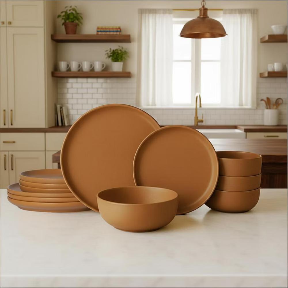 GreenElevate Stoneware Elegance 12-Piece Dinnerware Set for 4, Plates&Bowls, Microwave & Dishwasher Safe, Non-Toxic Matte Glaze, Stackable Kitchenware - Image 37