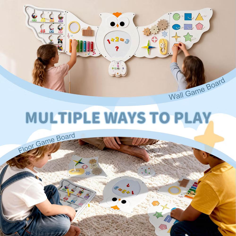 Owl Activity Wall Busy Board Panels Montessori Sensory Toys for Playroom Nursery - Image 3