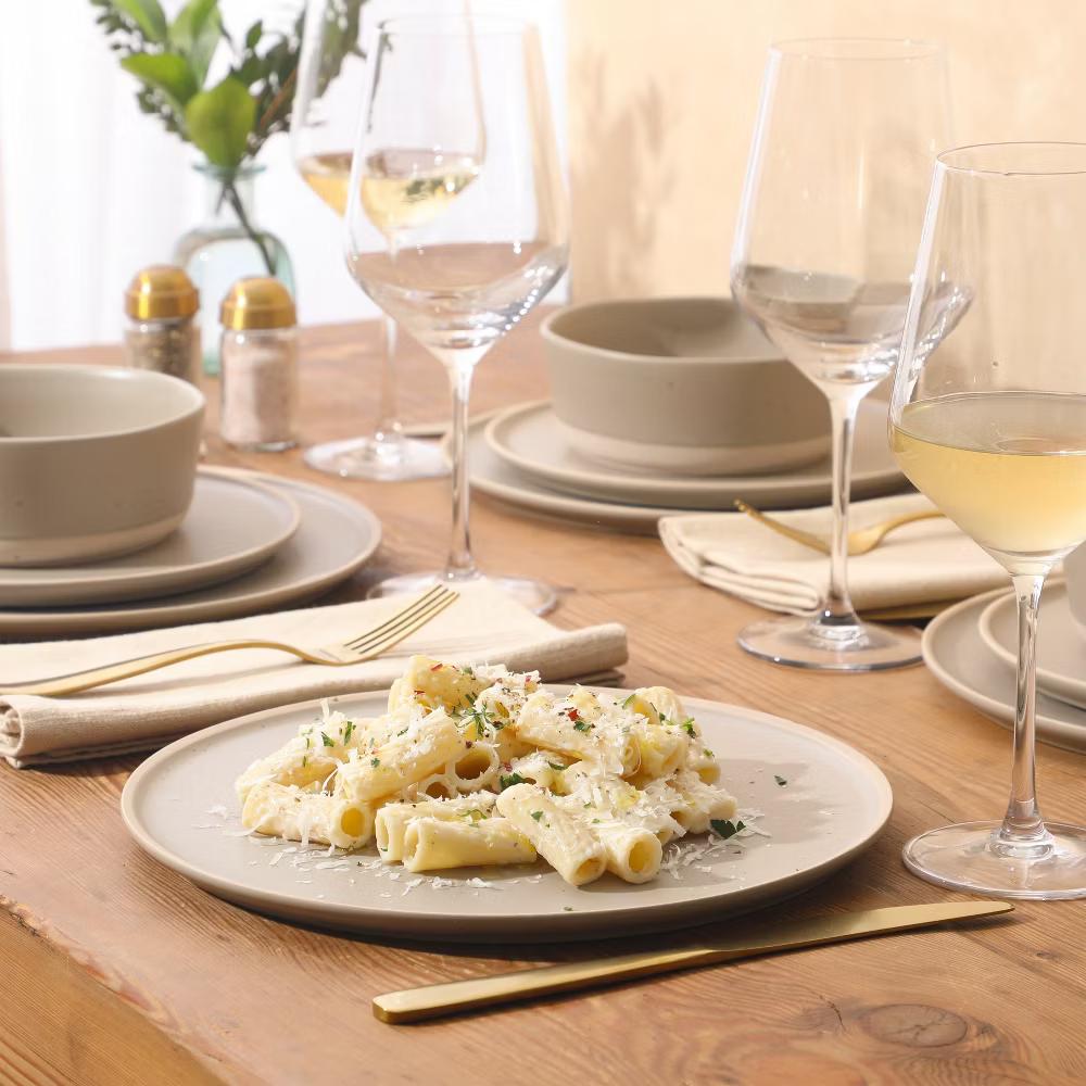 Abbey Circle 12 PiecePlates and Bowls (Service for 4) Reactive Matte Glaze Dishes Stoneware Ceramic Dinnerware Set - Image 11