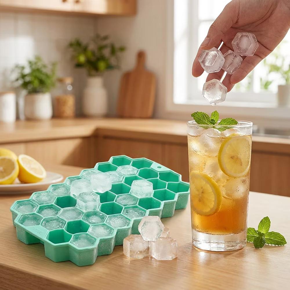 Alilang 2-Piece Honeycomb Ice Cube Tray - 37-Grid Flexible Mold with Spill-Resistant Lid - Image 3