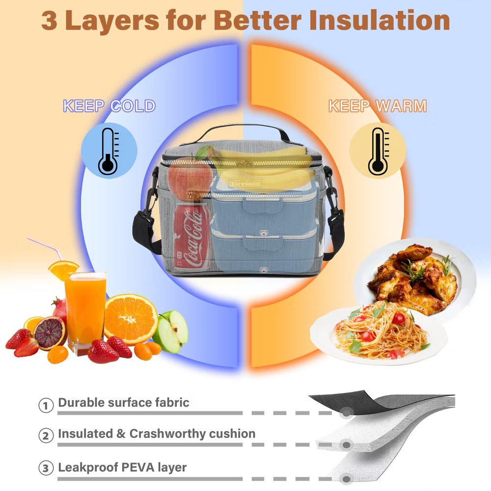 Small Insulated Lunch Bag for Men Women Kid, 7.8L Leakproof Thermal Reusable Lunch Cooler Tote Bag, Adult Insulated Lunch Box - Image 23