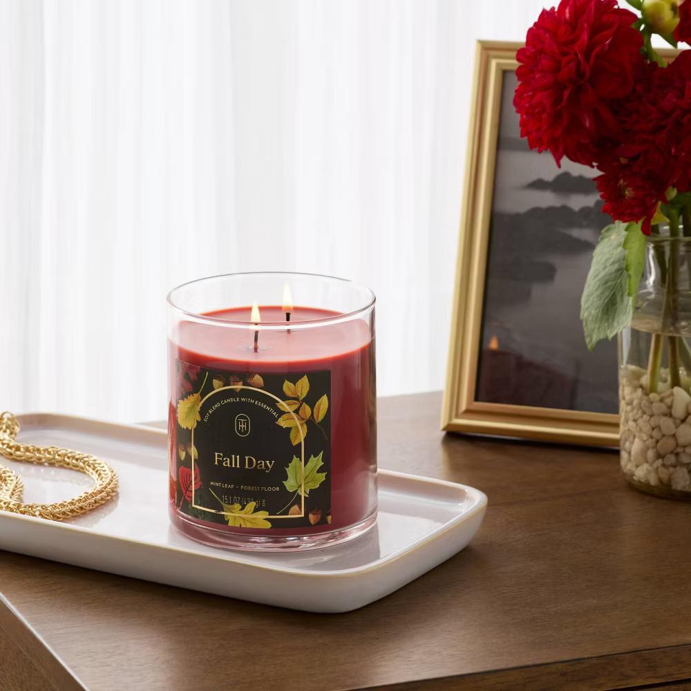 2 Wick Glass Jar Candle with Lid 15.1oz - Image 20