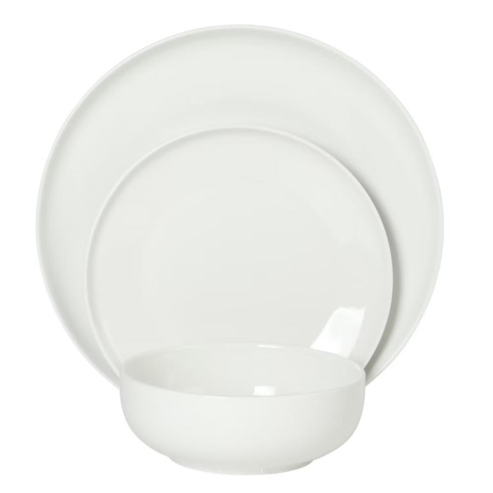 Havenstone 12-Piece Porcelain Dinnerware Set – Dinner Plates, Salad Plates & Bowls, Classic White Everyday Dish Set - Image 2