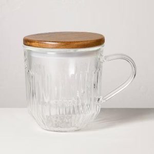15oz Glass Tea Infuser Mug Clear - with Magnolia
