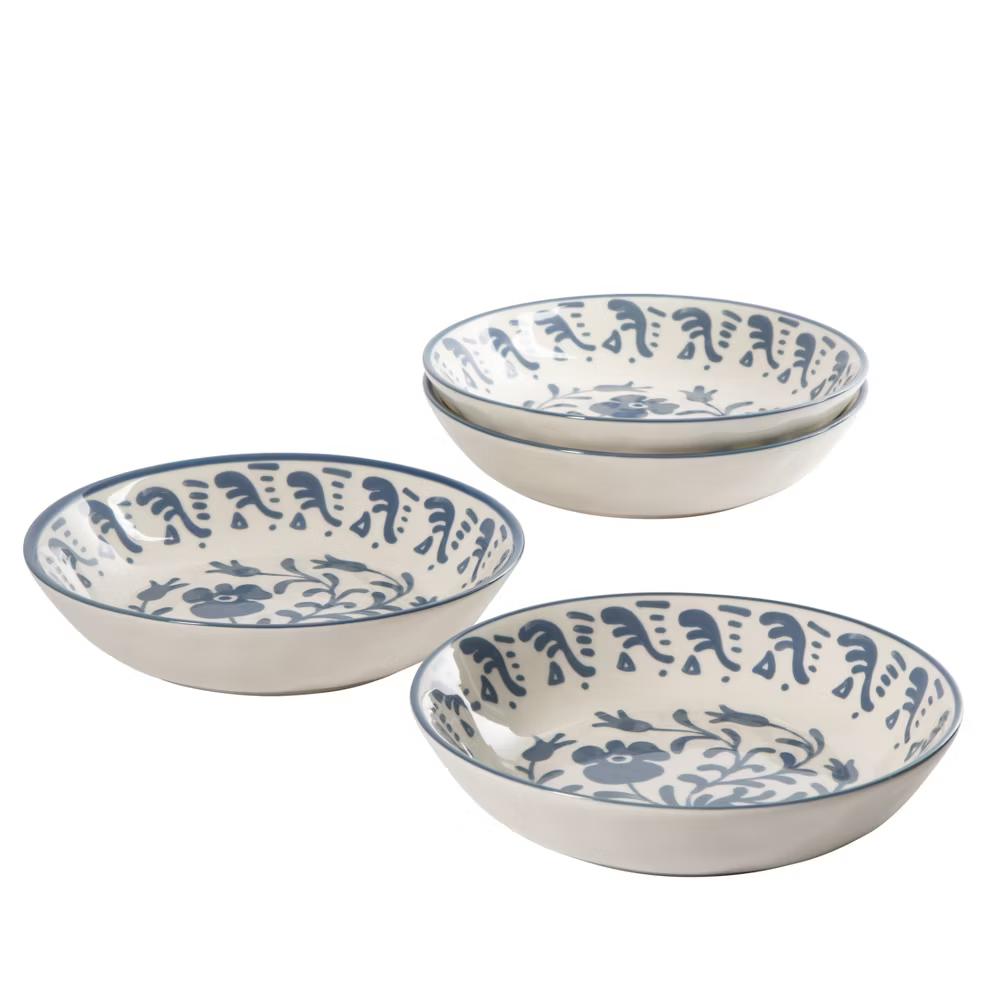 Bloomhouse - 2-Time Oprah’s Favorite Things - 4 Piece Dinner Bowl Set, 8” Stoneware Pasta Bowls, Floral Design, Dishwasher Safe - Image 2