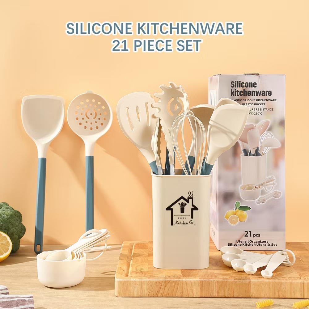 21-Piece Silicone Cooking Utensil Set with Holder, Heat-Resistant Kitchen Utensils and PP Handles - Image 6