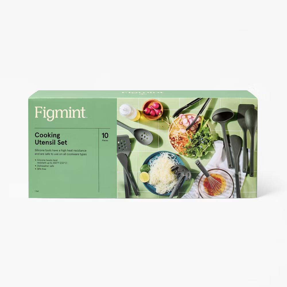 10pc Silicone Kitchen Utensil Set - Gray Cooking Utensils, Dishwasher-Safe, Includes Tongs & Whisk - Image 4
