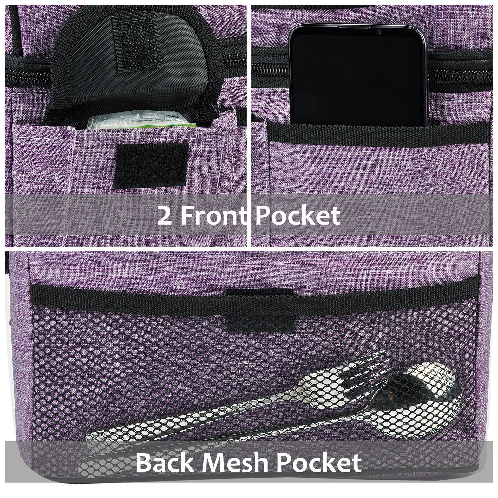 Dual Compartment Insulated Lunch Bag, Leakproof Lunch Tote with Front Pocket, Insulated Lunch Cooler Bag with Back Mesh Pocket - Image 48