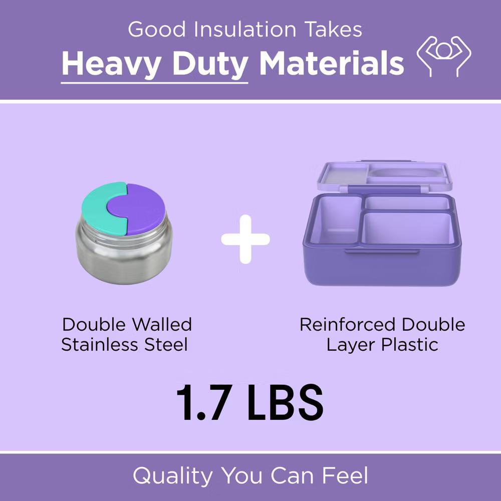 OMIEBox Insulated Bento Lunch Box with Leakproof Thermos Food Jar 3 Compartments - Image 61