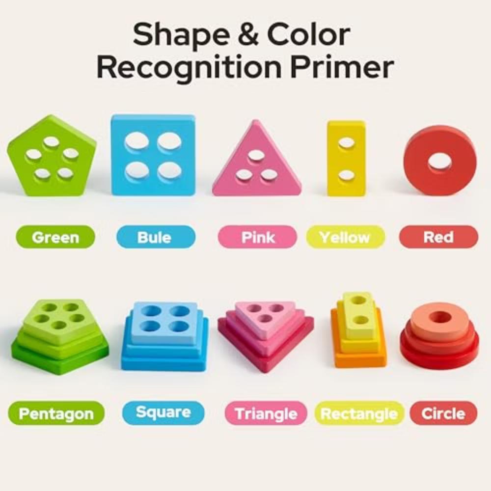 Montessori Toys for 1 2 3 Year Old, Wooden Stacking Sorting Toy for Toddlers 1-3, Sensory Learning Toys, Birthday Christmas Gift for Boys Girls - Image 7