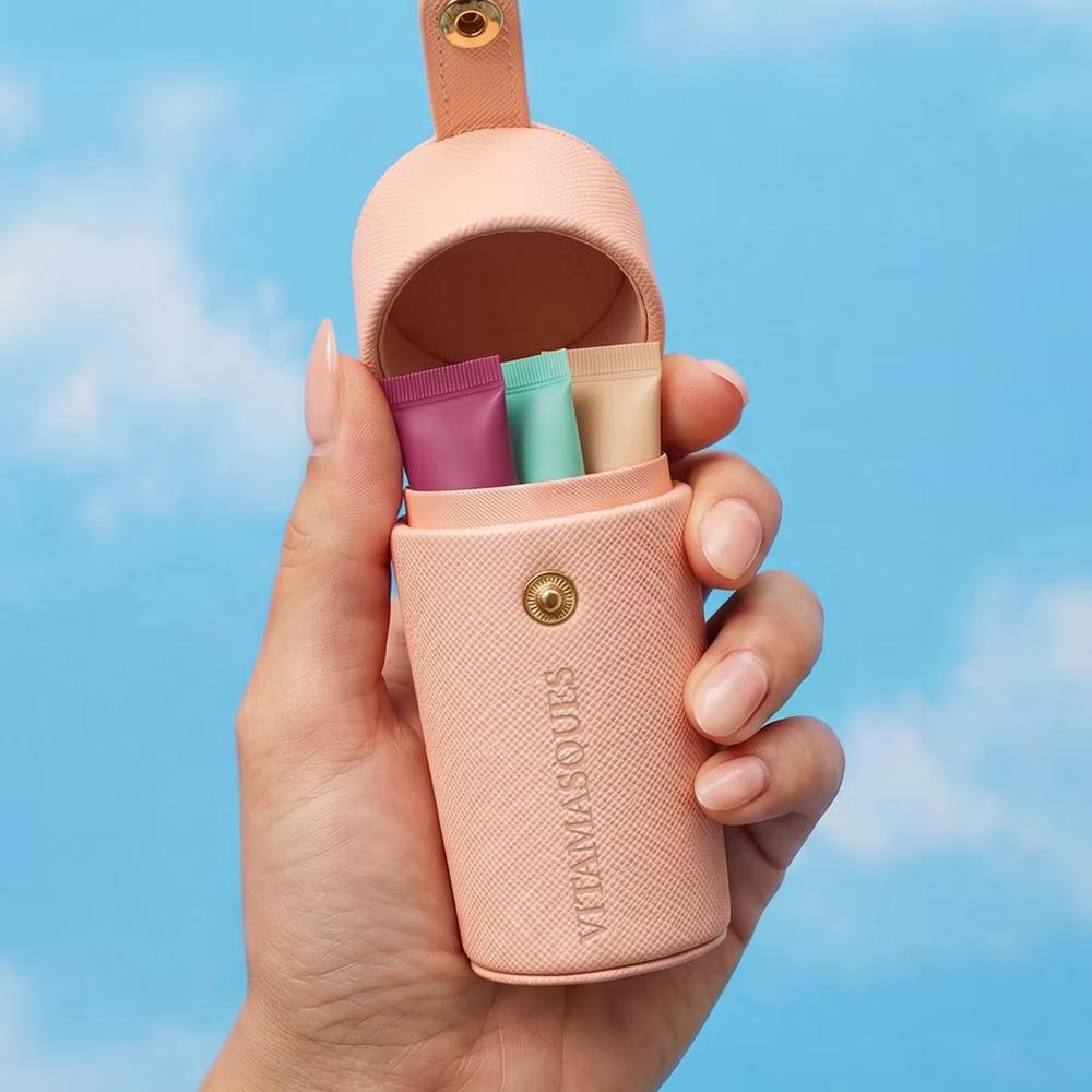 Vitamasques Lip Case Keychain Makeup Pouches - Trio Light Pink/Nude