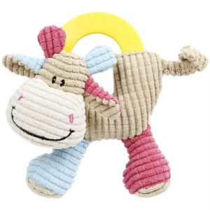 Pet Life Moo-cifier Plush Squeaking and Rubber Teething Newborn Puppy Dog Toy