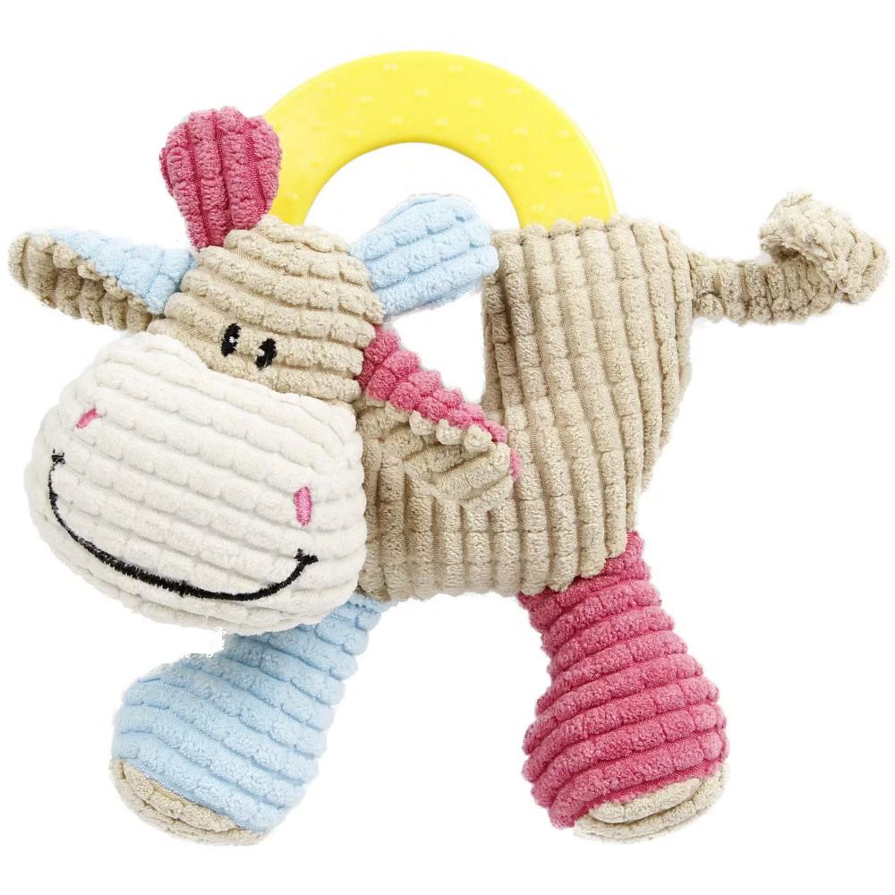 Pet Life Moo-cifier Plush Squeaking and Rubber Teething Newborn Puppy Dog Toy