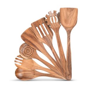 7 Piece Elegant Wooden Kitchen Utensils Set