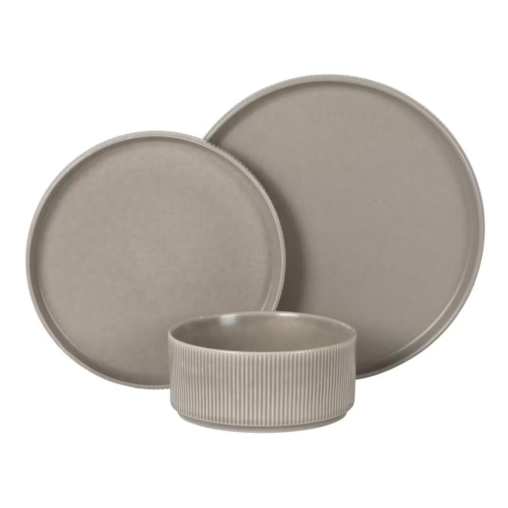 Avant-Garde 12 Piece Stoneware Dinnerware Set for 4, Plates and Bowls Set with Reactive Glaze, Dinner Plates, Salad Plates, Bowls - Image 4