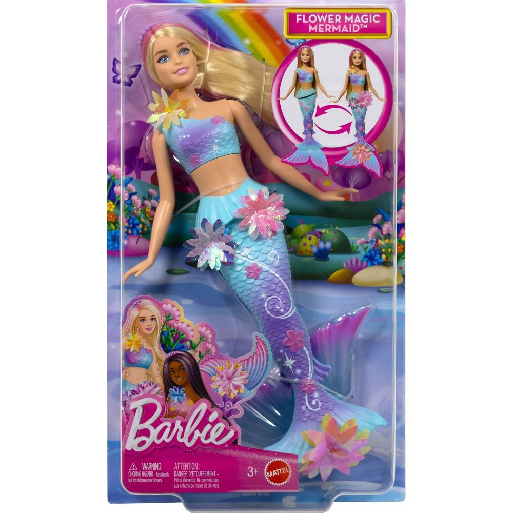 Flower Magic Mermaid Toy Doll with Surprise Blooming Flowers Feature, Long Blonde Hair with Pink Highlights