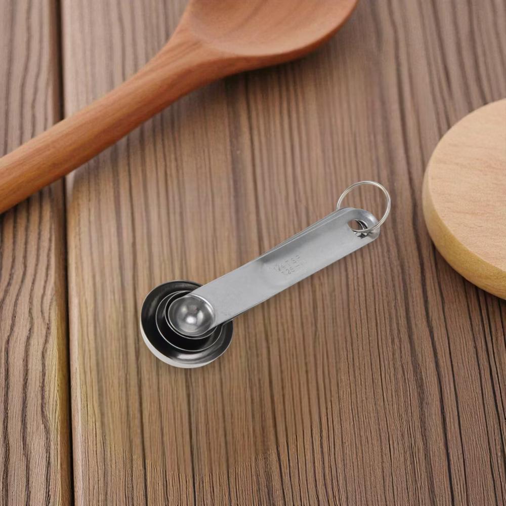 Measuring Cups 4-Piece Measuring Spoon Set Dishwasher Safe Stainless Steel Silver Tone 1 Set - Image 3