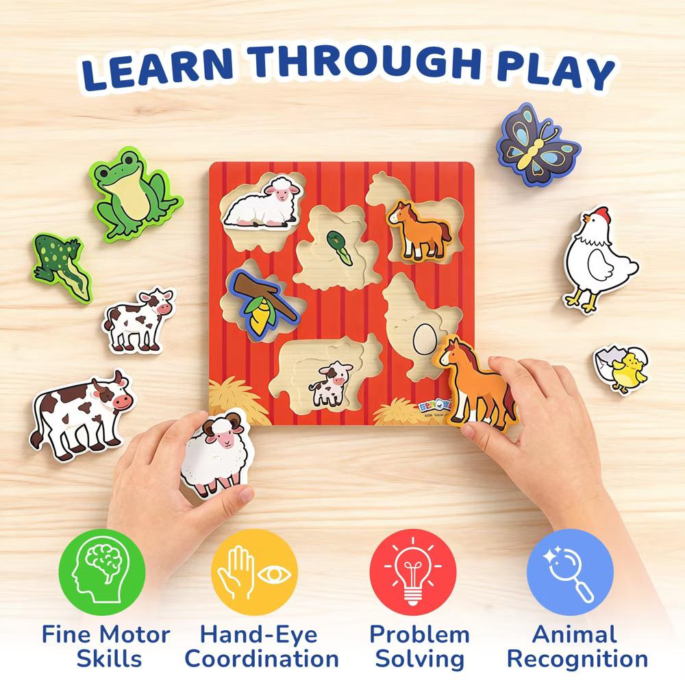 Wooden Puzzles for Toddlers 1-3, Life Cycle Animal Toddler Puzzles, Montessori Toys - Image 9