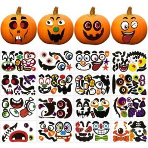 DIY Halloween Mini Pumpkin Face Stickers, 32pcs
