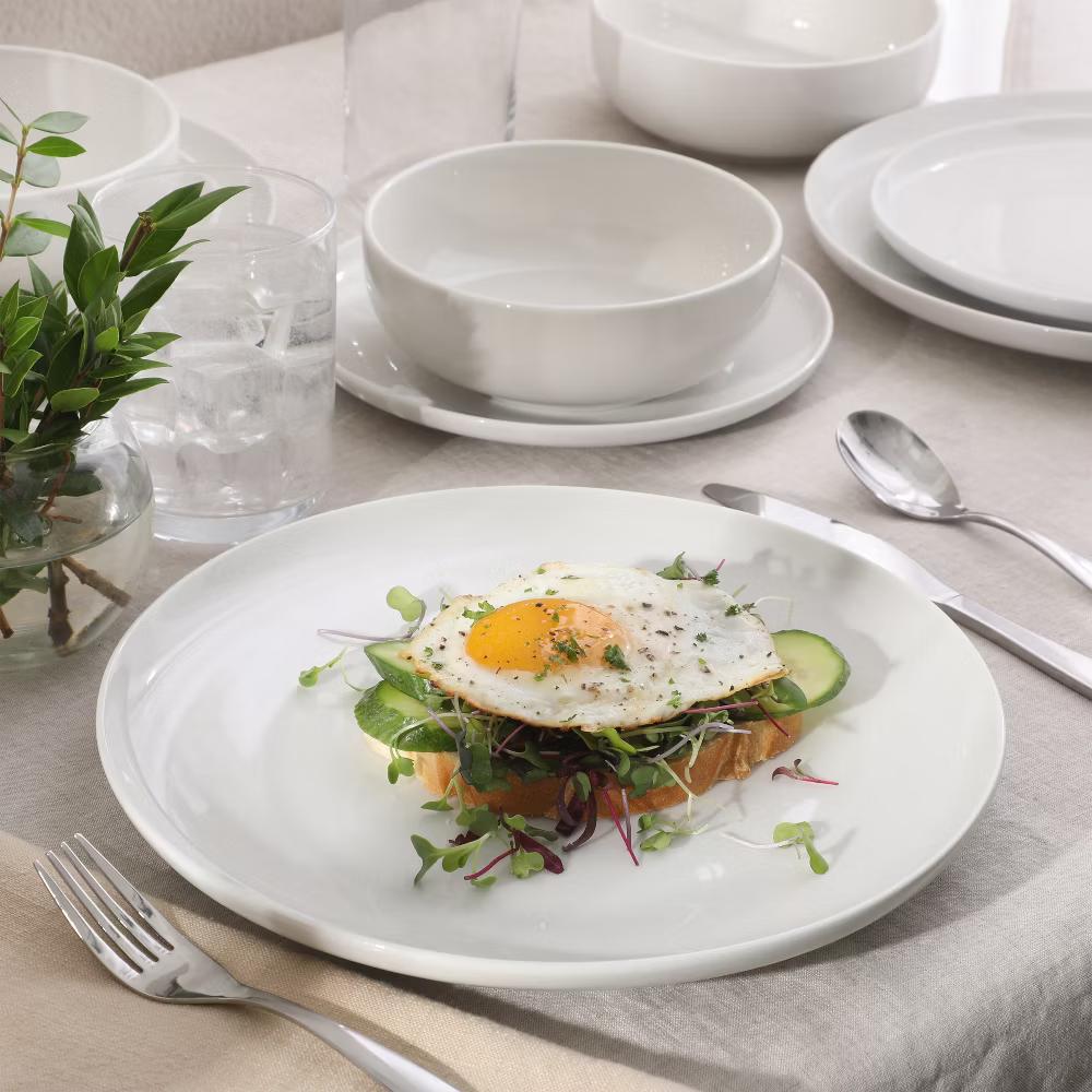 Havenstone 12-Piece Porcelain Dinnerware Set – Dinner Plates, Salad Plates & Bowls, Classic White Everyday Dish Set - Image 5