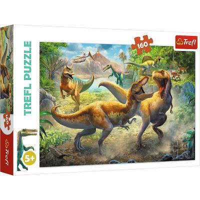 Red 160 Piece Kids Puzzle - Fighting Tyrannosaurs - Image 2