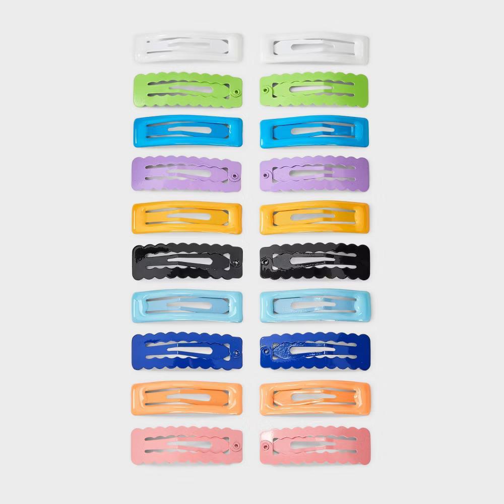 Rectangle Snap Clips - 20ct - Iron, Solid Pattern, All Hair Types, Hair Styling