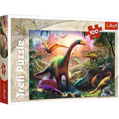 Red 100 Piece Kids Puzzle - Dinosaurs' Land