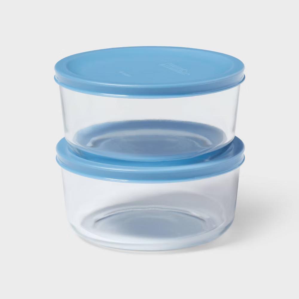 4pc (Set of 2) Round Glass Food Storage Container Set - Image 10