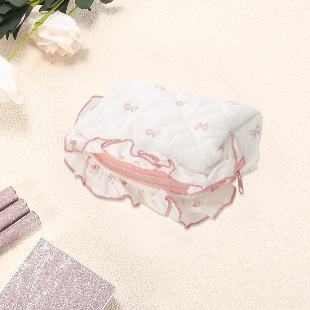 Lace Bow Ruffles Makeup Bag 1 Pc - Image 13
