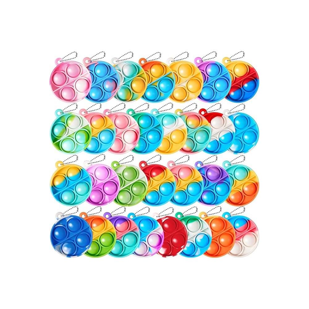 Pop Fidget Keychain Mini Fidget Toys Bulk 30 Pack Party Favors for Kids 4-8,8-12 Years Kids, Goodie Bag Stuffers Fidgets for Prizes Sensory Fidget Toy - Image 9