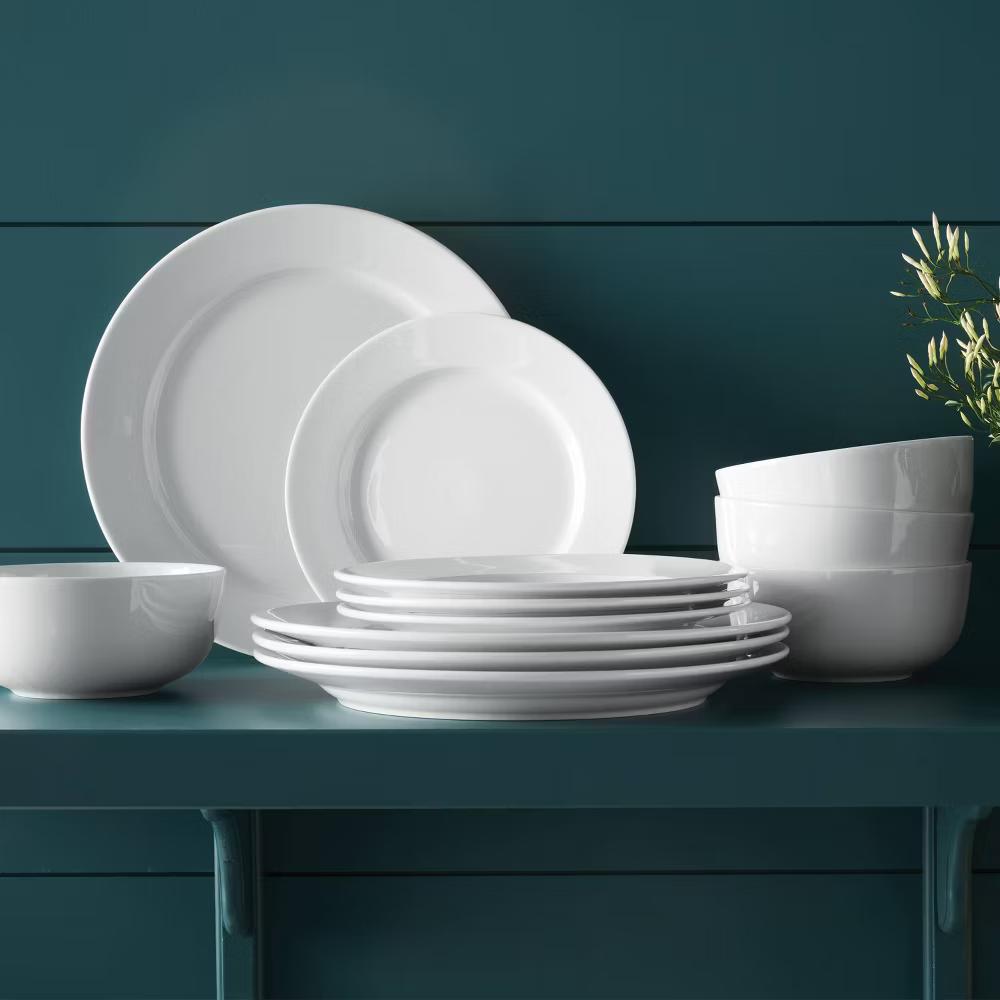 12pc Porcelain Round Rim Dinnerware Set - Image 4