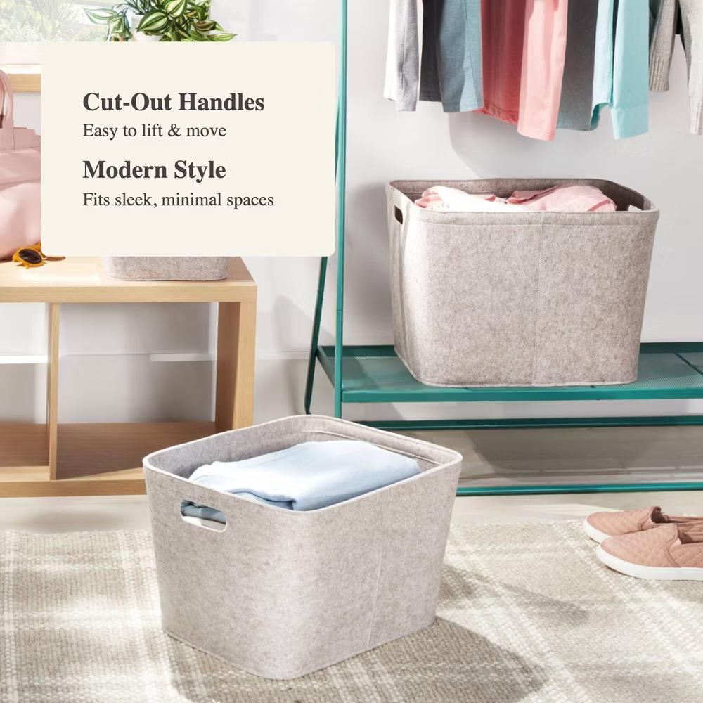 Rectangle Felt Basket with Stitching - Image 23