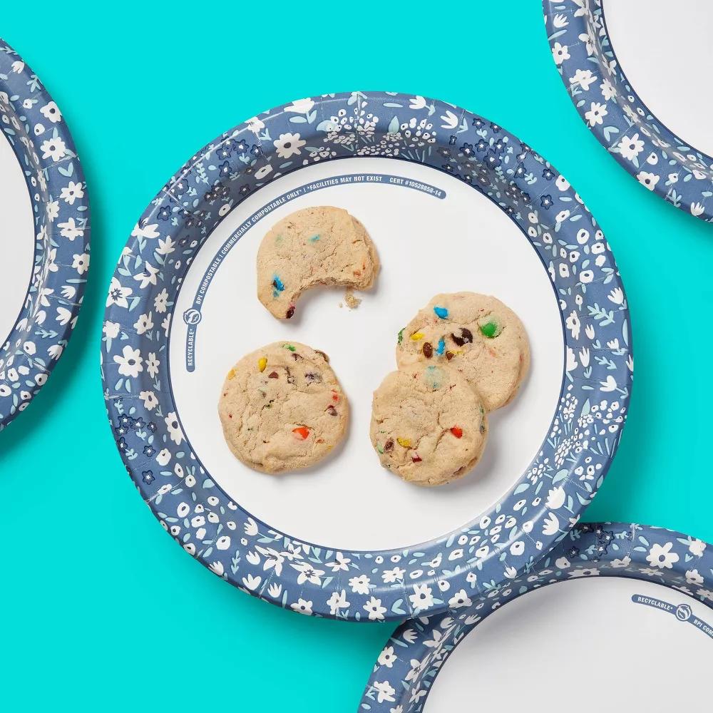 Blue Floral Paper Plate 10" - Image 3